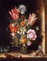 Stillleben mit Blumen und Meer Muscheln Ambrosius Bosschaert